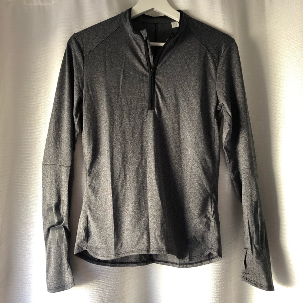 NWOT Adidas Running 3/4 Zip Up Pullover Grey